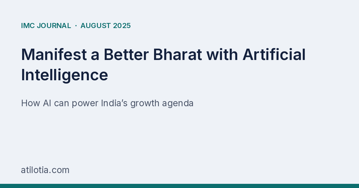 Manifest a Better Bharat with Artificial Intelligence
